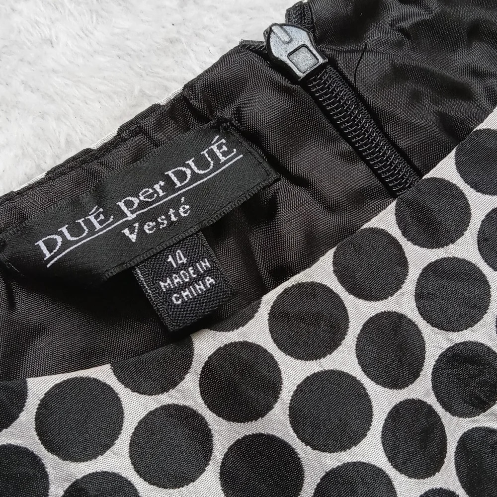 DUE per DUE Veste Silver & Black Dot Sleeveless Silk Dress size 14 - Picture 4 of 5